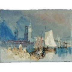 Rouen, The Towers of the Cathedral Seen beyond a Sailing Boat Painting Reproduction