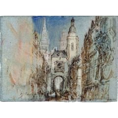 Rouen, the Gros-Horloge, with the Towers of the Cathedral Beyond Painting Reproduction