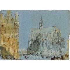 St Peter’s Church, Louvain, from the East Side of the Town Hall Painting Reproduction