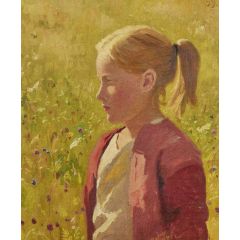 Portrait of Marie Lyngstad Aged 8 Painting Reproduction
