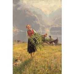 Summer Day by the Fjord Painting Reproduction