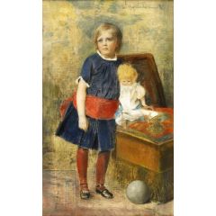 Girl with a Doll Painting Reproduction