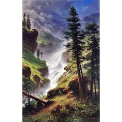 Rocky Mountain Waterfall Painting Reproduction