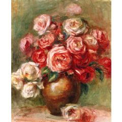 Roses in a Stoneware Vase Painting Reproduction
