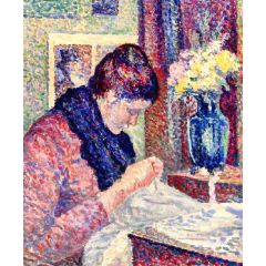 Woman Sewing Painting Reproduction