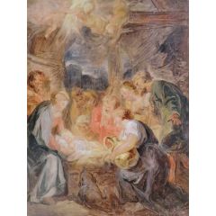 Study: L’Adoration des bergers (Adoration of the Shepherds) Painting Reproduction