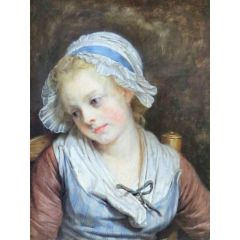 Young Girl Painting Reproduction