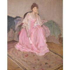 Lady in Pink Painting Reproduction