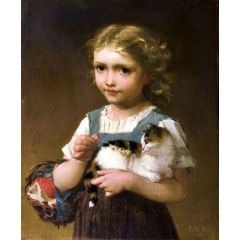 Girl with a Kitten Painting Reproduction