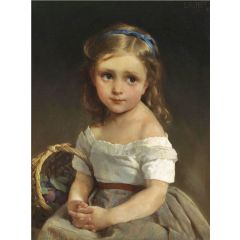 Girl with Basket of Plums Painting Reproduction
