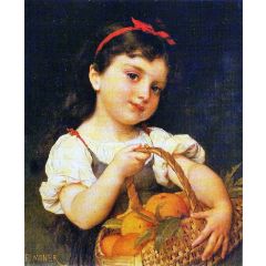 Young Girl with a Basket of Oranges Painting Reproduction