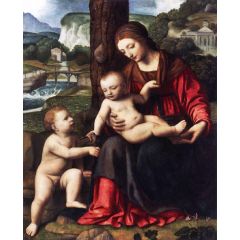 Madonna and Child with Saint John Painting Reproduction