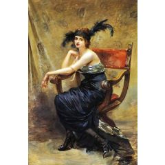 Woman Sitting in a ’Dagobert’ Armchair Painting Reproduction