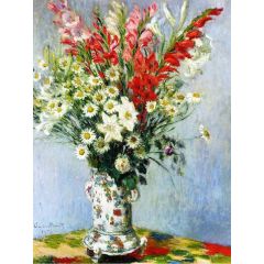 Bouquet of Gladiolas, Lilies and Dasies Painting Reproduction