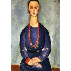 Woman in a Red Necklace Painting Reproduction