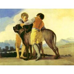Boys with a mastiff Painting Reproduction