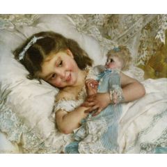 Girl with Doll Painting Reproduction