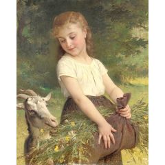 Gathering Wild Flowers Painting Reproduction