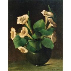 A Bowl of Morning Glories Painting Reproduction
