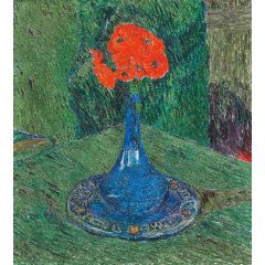 Poppies in a Blue Vase Painting Reproduction