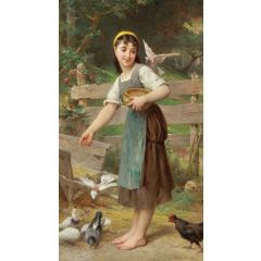 Feeding the Doves Painting Reproduction