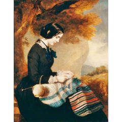 Mary Isabella Grant Knitting a Shawl Painting Reproduction
