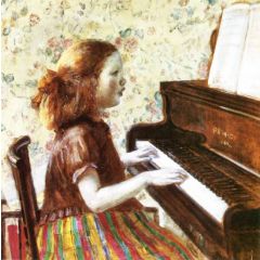 Child at Piano Painting Reproduction
