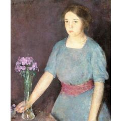 Girl with Vase Painting Reproduction