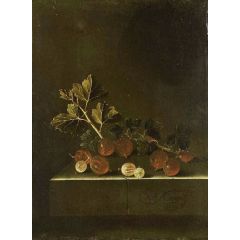 A Sprig of Gooseberries on a Stone Plinth Painting Reproduction