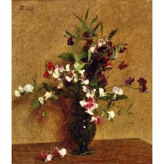 Sweet Peas in a Vase Painting Reproduction