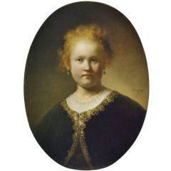 Portrait of a Girl Wearing a Gold-Trimmed Cloak Painting Reproduction