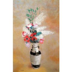 Bouquet with White Lilies in a Japanese Vase Painting Reproduction