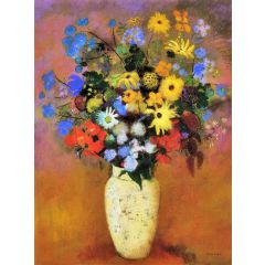 Large Bouquet in a Japanese Vase Painting Reproduction