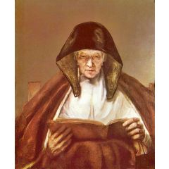 An Old Woman Reading Painting Reproduction