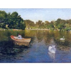 On the Lake, Central Park Painting Reproduction