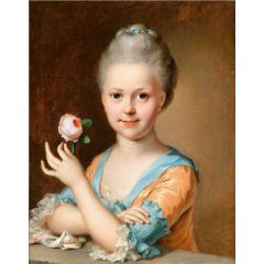 Portrait of a Young Girl with a Rose Painting Reproduction
