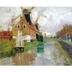 Landscape with Windmill Painting Reproduction