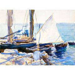 Boats on Lake Garda Painting Reproduction