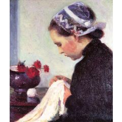 The Sewing Girl Painting Reproduction