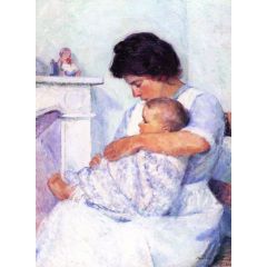Mother and Child(also known as White Mantel) Painting Reproduction