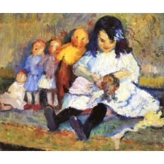 Elizabeth Playing with Her Dolls Painting Reproduction