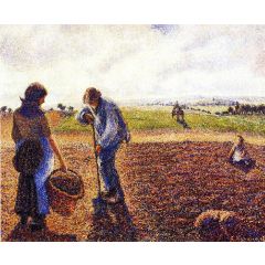 Peasants in the Field, Eragny Painting Reproduction