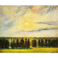 Sunset at Eragny Painting Reproduction