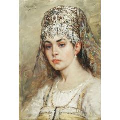 A Young Girl Painting Reproduction