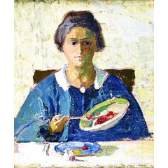 Clara Eating Strawberries Painting Reproduction