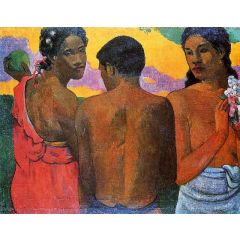 Three Tahitians Painting Reproduction