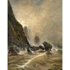 Cliff Coast at Heligoland(also known as Steilküste auf Helgoland) Painting Reproduction