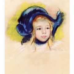 Head of Simone in a Green Bonnet with Wavy Brim Painting Reproduction