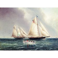 American Racing Yachts, Racing off the East End of Long Island Painting Reproduction