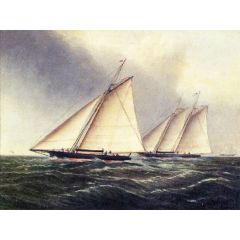 American Racing Yachts, Racing off the East End of Long Island Painting Reproduction